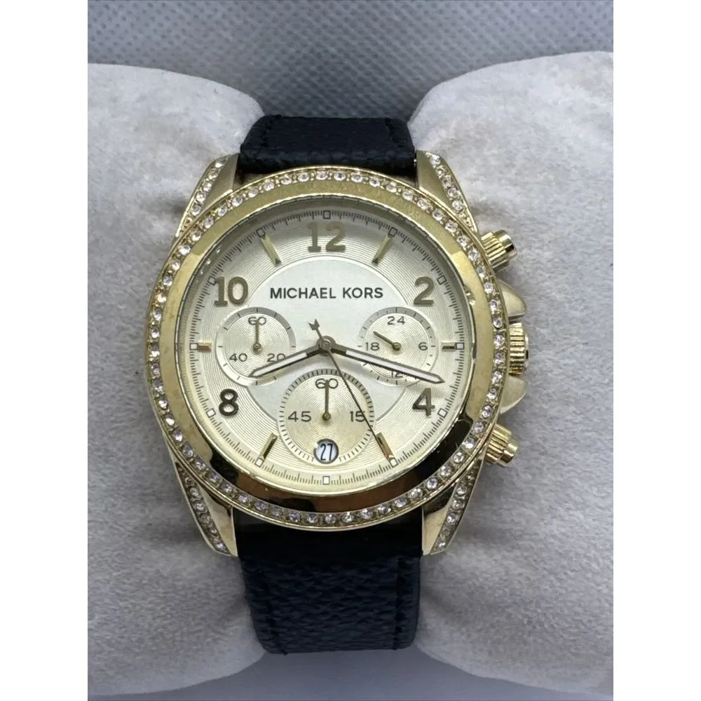 Michael Kors Blair MK5166 Women's Black Leather Analog Dial Quartz Watch JNA831